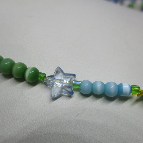 SEASHELL NECKLACE MOONGLOW Blue Green Beads 2 Strand Bead Seashell Moonglow - Picture 10 of 11